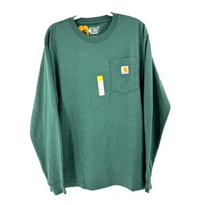 NEW Carhartt K126 Men's Loose Fit Heavyweight Logo Pocket T-Shirt Med Green Work